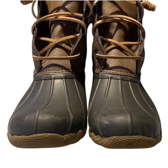 SPERRY Saltwater Brown Lace-Up Waterproof Women's Rain Duck Boots Size 8 - Picture 5 of 8